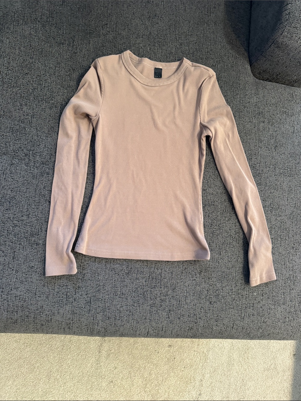 SHEIN Long Sleeve Crewneck Top in Dusty Mauve Pink